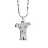 Puppy Necklace - Pewter Dog Pendant - Cute Dog Charm on Adjustable Stainless Steel Box Chain