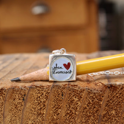 San Francisco Golden Gate Bridge Reversible Sterling Silver and Enamel Necklace