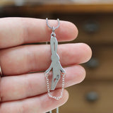 Pewter Jumping Bunny Necklace - Cute Jump Rope Rabbit Charm Pendant