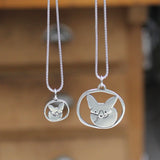 Mother Daughter Fox Pendant Set - Set of Two Fennec Fox Pewter Charms on Adjustable Box Chains