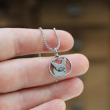 Tiny Pewter Fox Medallion Necklace - Baby Fennec Fox Pendant on Adjustable Stainless Steel Chain