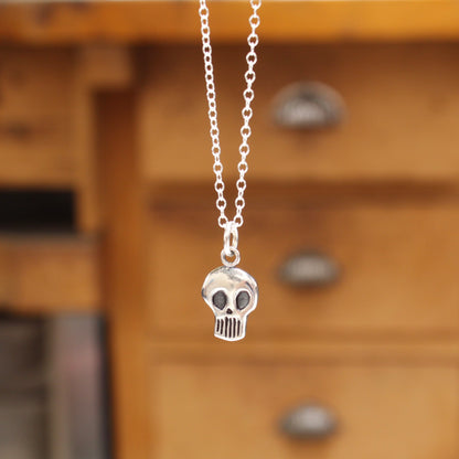 Sterling Silver Skull Necklace on an Adjustable Chain