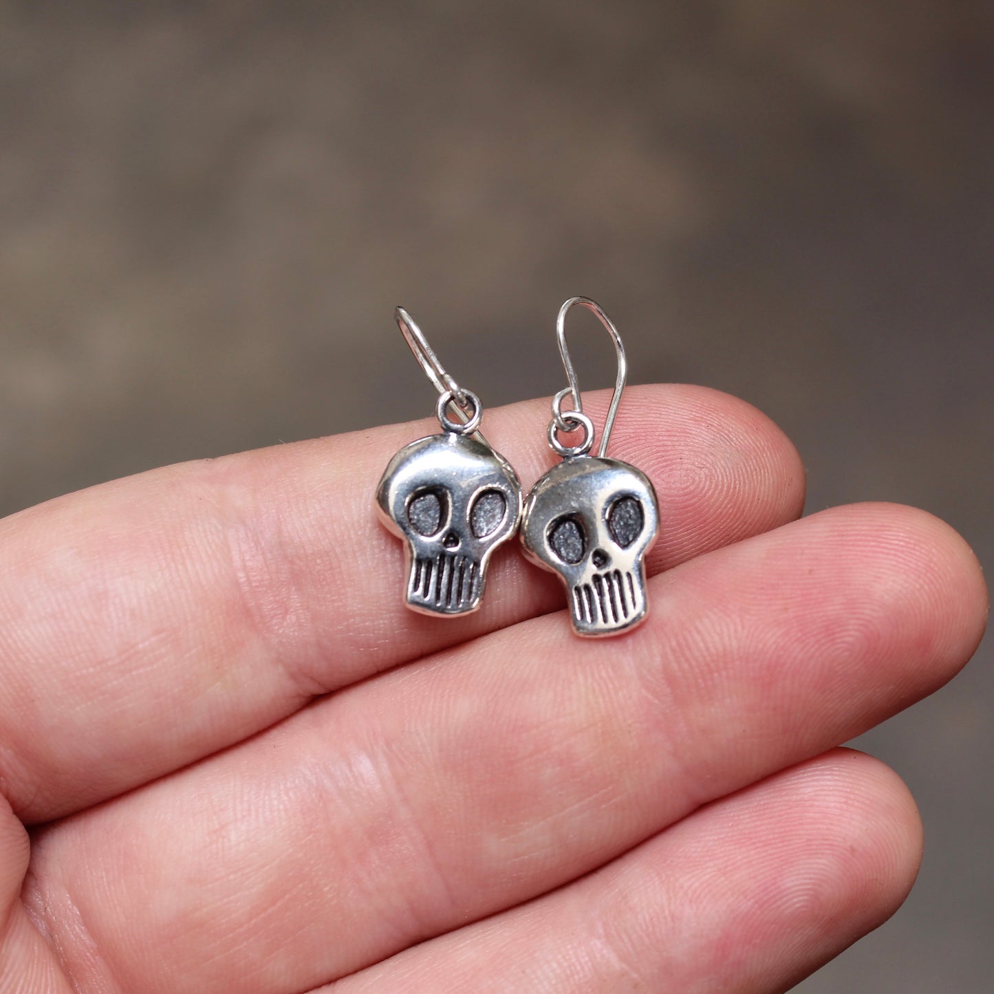 Sterling Silver Skull Earrings