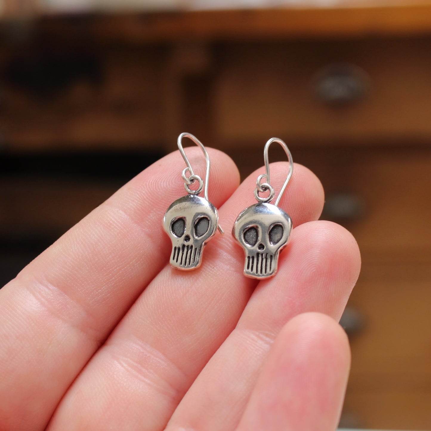 Sterling Silver Skull Earrings