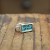 I'm Not Listening Ring - Sterling Silver and Vitreous Enamel Introvert Ring