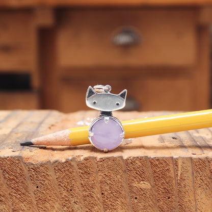 Prong Set Rose Quartz Cat Necklace