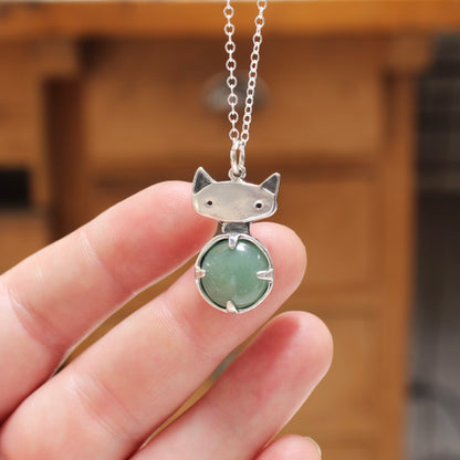 Prong Set Jade Cat Necklace