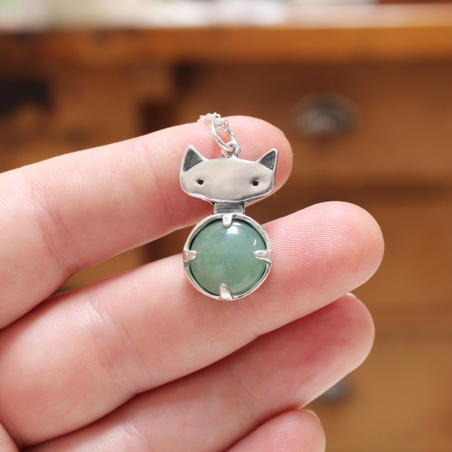 Prong Set Jade Cat Necklace