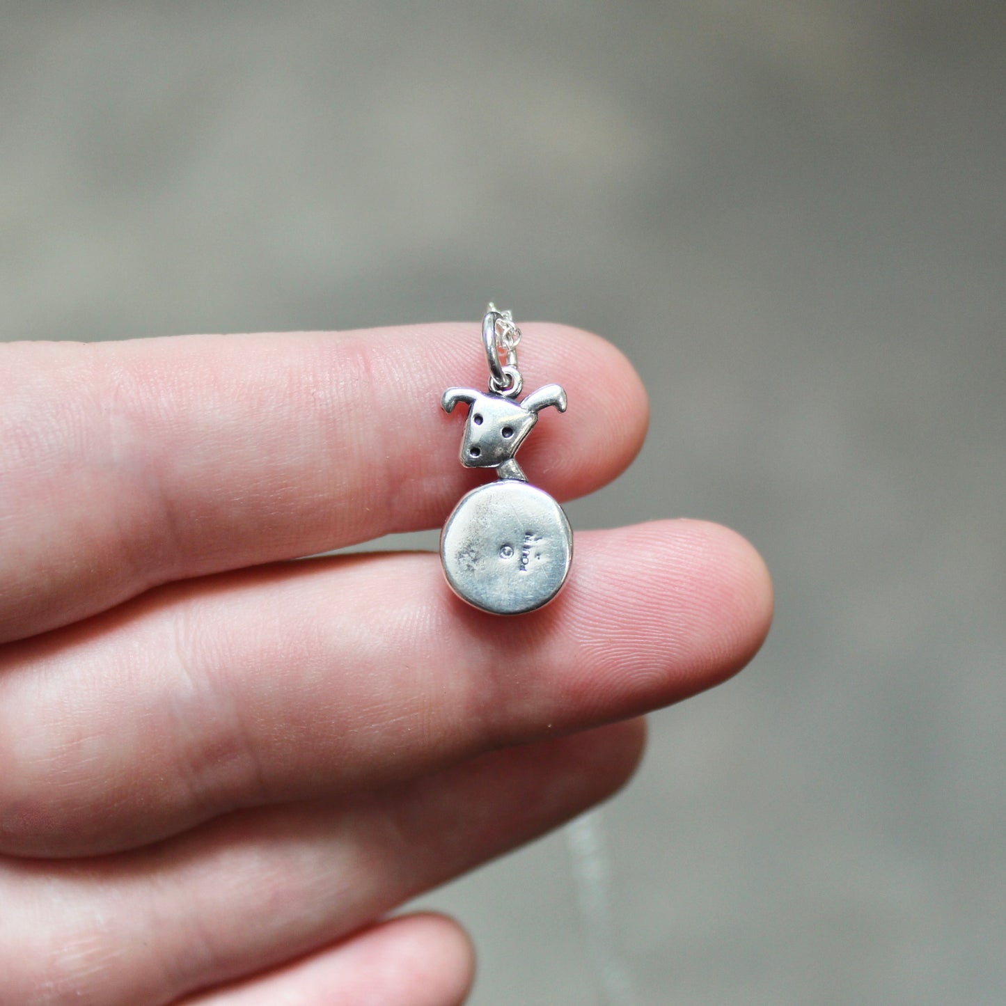 Moon Dog Charm Necklace - Sterling Silver and Moonstone Puppy Pendant