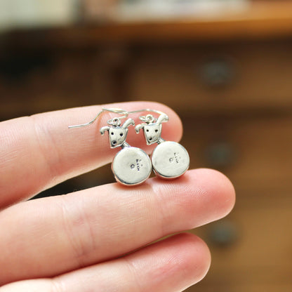 Moon Dog Earrings - Sterling Silver and Moonstone Dog Jewelry