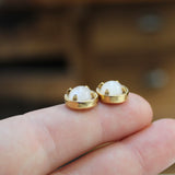 Moonstone Earrings - Prong Set Gold Dipped Gemstone Dangle Earrings - Lever Back Moonstone Jewelry