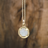 Moonstone Necklace - Prong Set Gold Plated Gemstone Pendant on 16 18 or 20 inch Gold Filled Chain