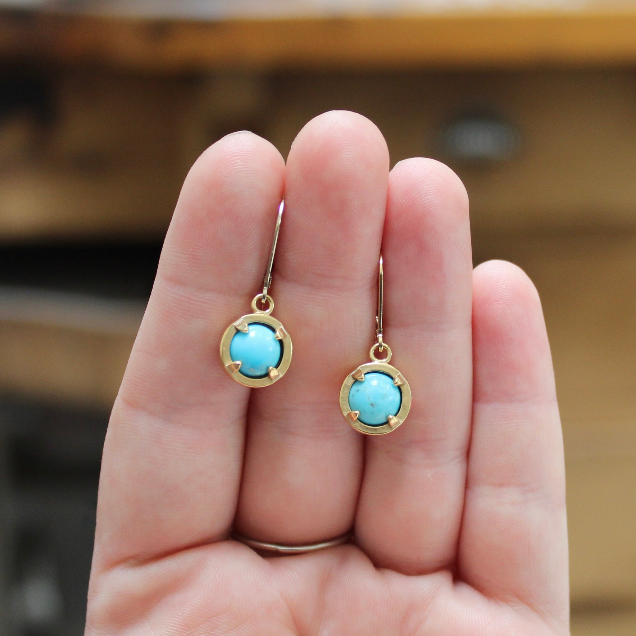 Shops Turquoise gemstone gold dangle earrings