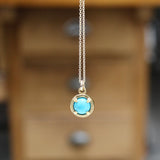 Turquoise Necklace - Prong Set Gold Plated Gemstone Pendant on 16 18 or 20 inch Gold Filled Chain