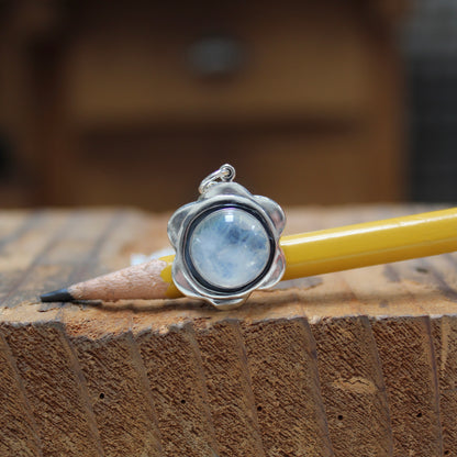 Moonstone and Sterling Silver Flower Pendant Necklace