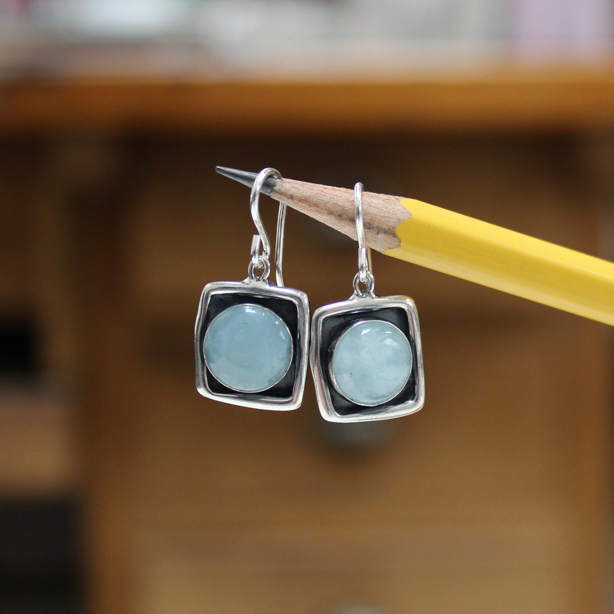 Genuine Aquamarine Earrings for Women in 925 Sterling Silver- Dangle Earring For Blue Onyx Stone- Birthstone Earrings- Gift For Mom-Gift Her orders