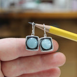 Modern Square Aquamarine Earrings - Sterling Silver and Blue Gemstone Dangle Earrings