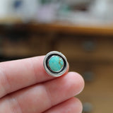 Modern Turquoise Pendant - Organic Round Sterling Silver and Turquoise Necklace