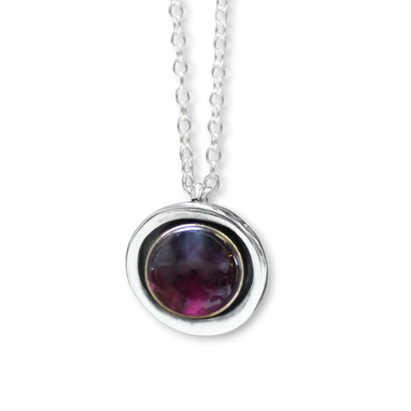 Modern Amethyst Pendant - Organic Round Amethyst Necklace