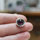 Modern Amethyst Pendant - Organic Round Amethyst Necklace