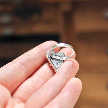 Large Prong Set Turquoise and Sterling Silver Heart Statement Ring