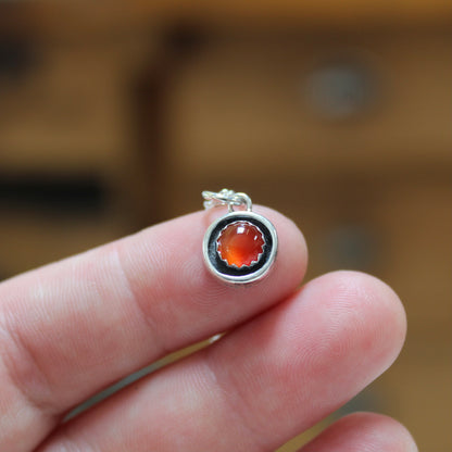 Dainty Bezel Set Carnelian Necklace - Small But Mighty