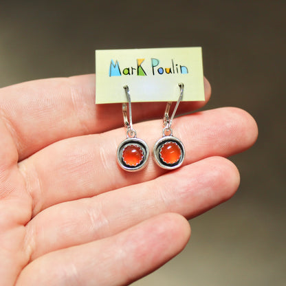 Dainty Carnelian Dangle Earrings on Sterling Lever Back Ear Wires
