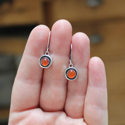 Dainty Carnelian Dangle Earrings on Sterling Lever Back Ear Wires