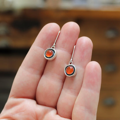 Dainty Carnelian Dangle Earrings on Sterling Lever Back Ear Wires