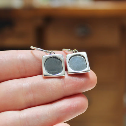 Modern Sterling and Aqua Chalcedony Earrings on .925 Silver Lever-Back Ear Wires