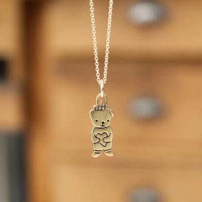 Tiny Gold Honey Bear Charm Necklace