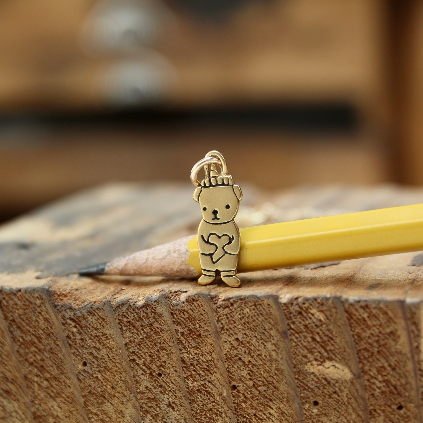 Tiny Gold Honey Bear Charm Necklace