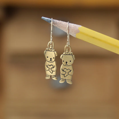 Tiny Gold Honey Bear Charm Earrings