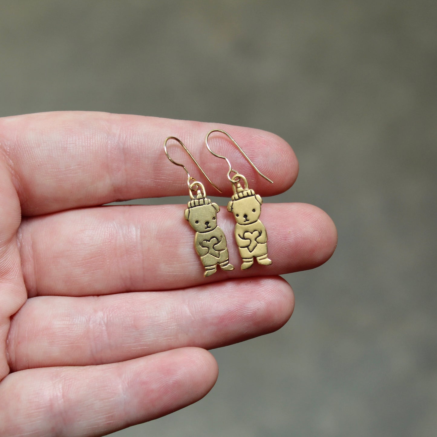Tiny Gold Honey Bear Charm Earrings