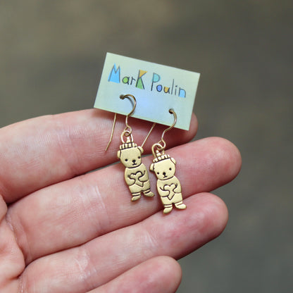 Tiny Gold Honey Bear Charm Earrings