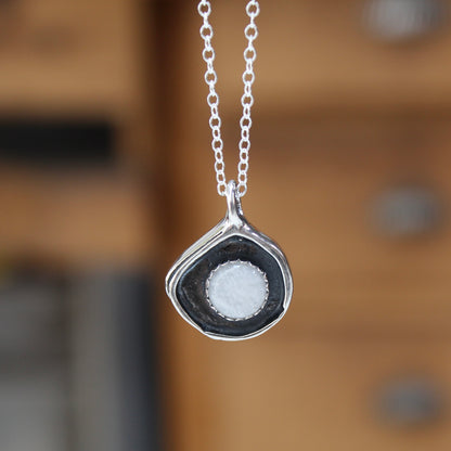 Sterling Silver and Moonstone Organic Shaped Wrap Pendant