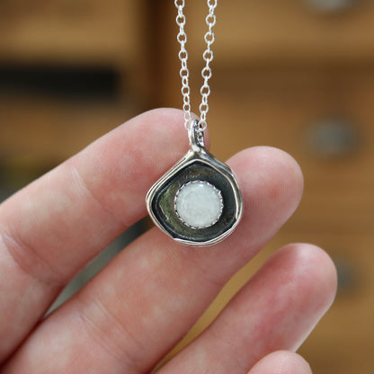 Sterling Silver and Moonstone Organic Shaped Wrap Pendant