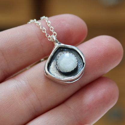 Sterling Silver and Moonstone Organic Shaped Wrap Pendant