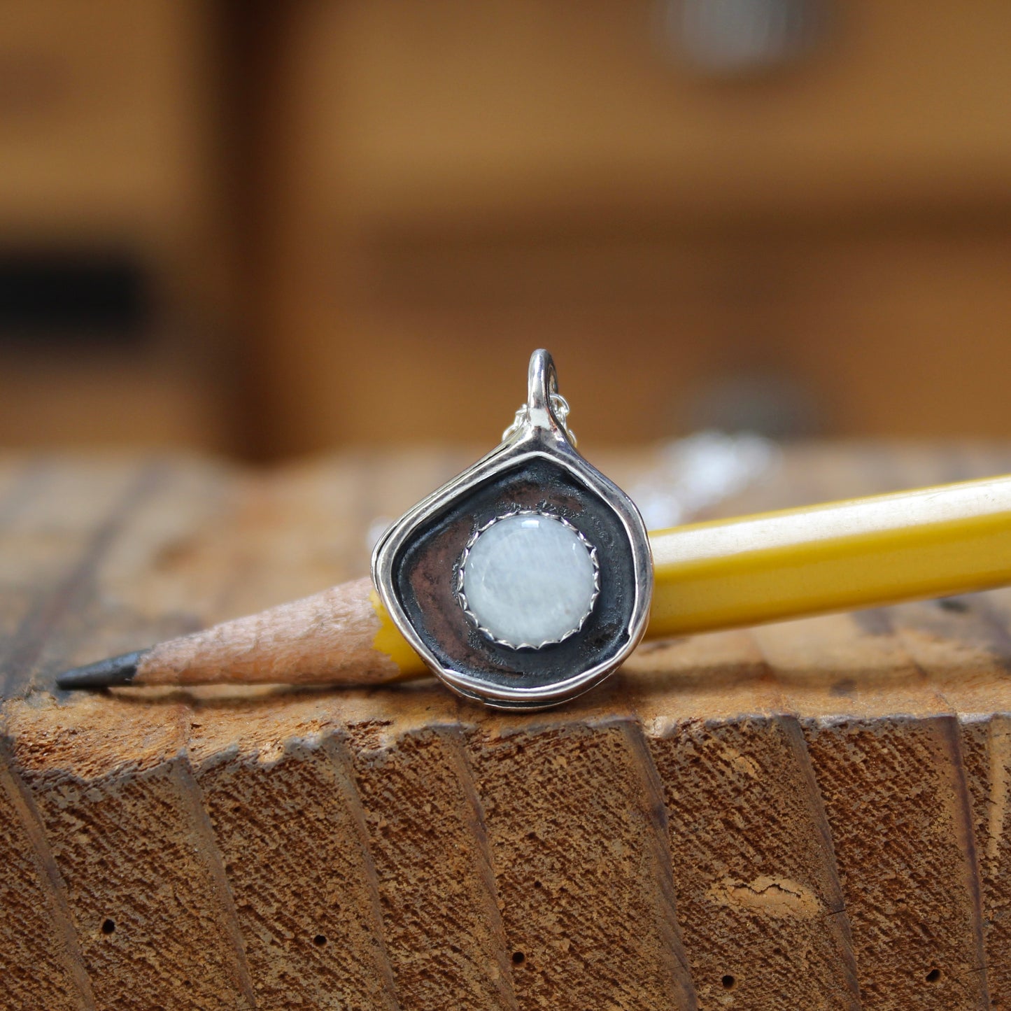 Sterling Silver and Moonstone Organic Shaped Wrap Pendant