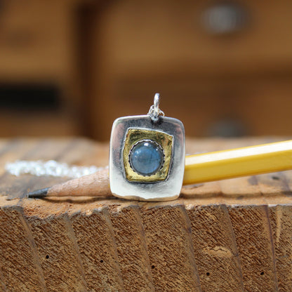 Sterling Silver and 24k Gold Labradorite Necklace on Adjustable Chain