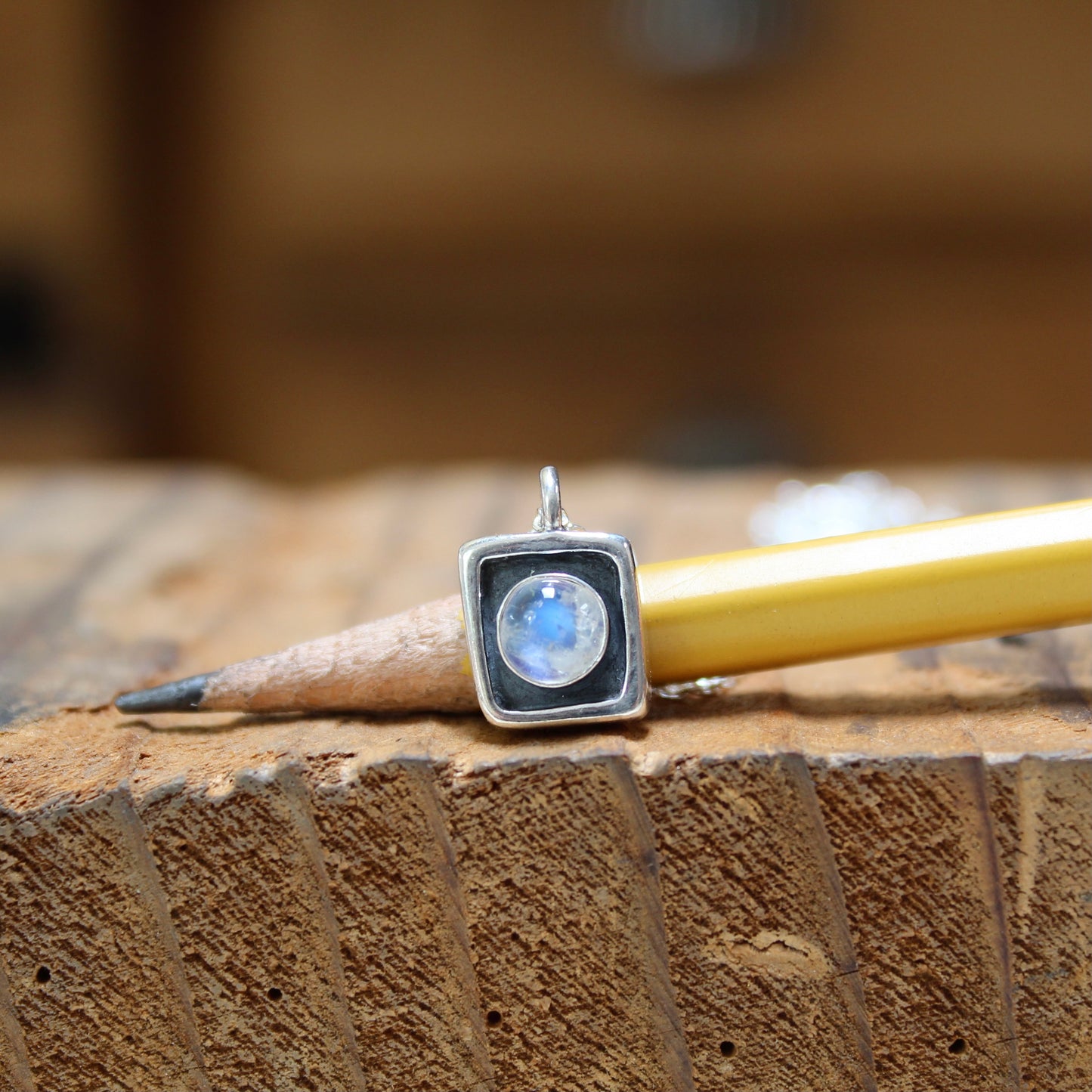 Tiny Rainbow Moonstone Necklace on Adjustable Sterling Chain