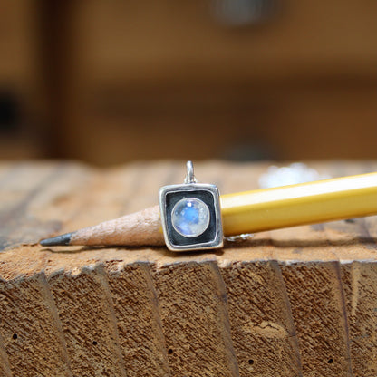 Tiny Rainbow Moonstone Necklace on Adjustable Sterling Chain