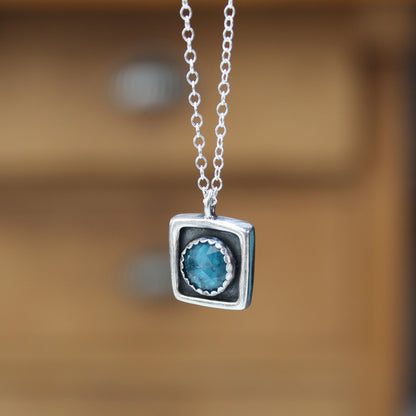 Faceted Teal Kyanite Necklace on Adjustable Chain