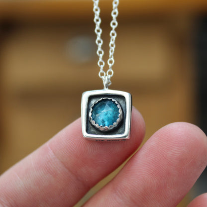 Faceted Teal Kyanite Necklace on Adjustable Chain