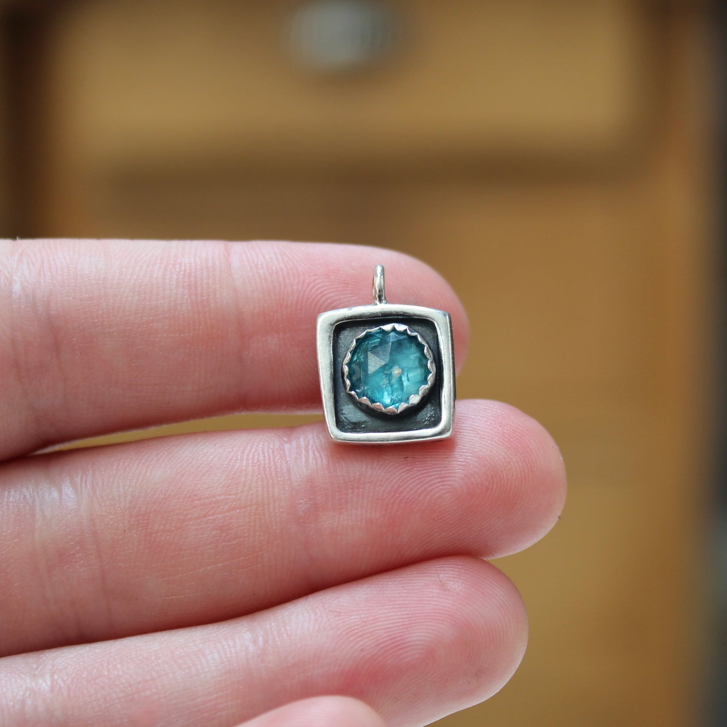 Faceted Teal Kyanite Necklace on Adjustable Chain