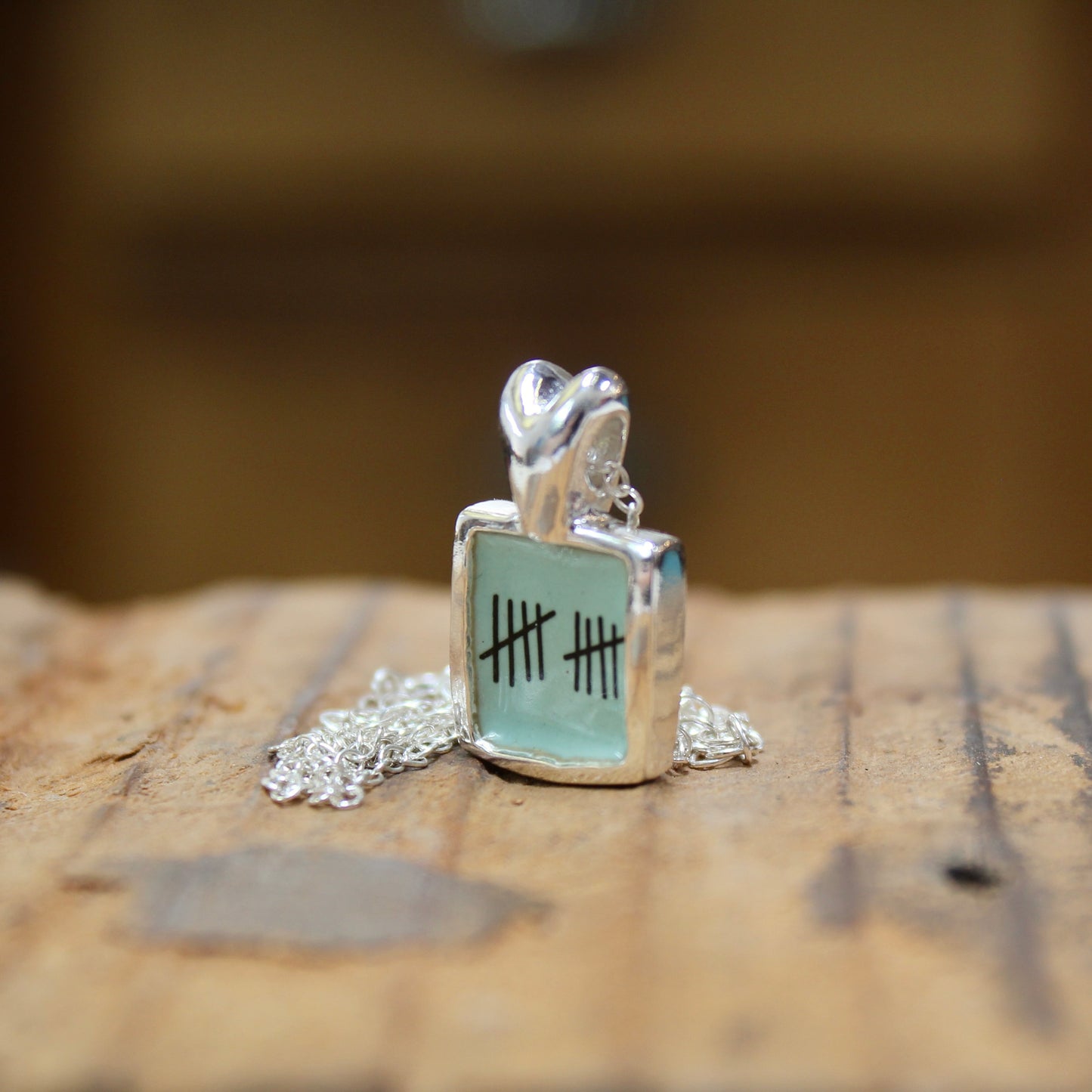 Anniversary Heart Necklace with Custom Number of Tally Marks