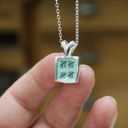 Anniversary Heart Necklace with Custom Number of Tally Marks