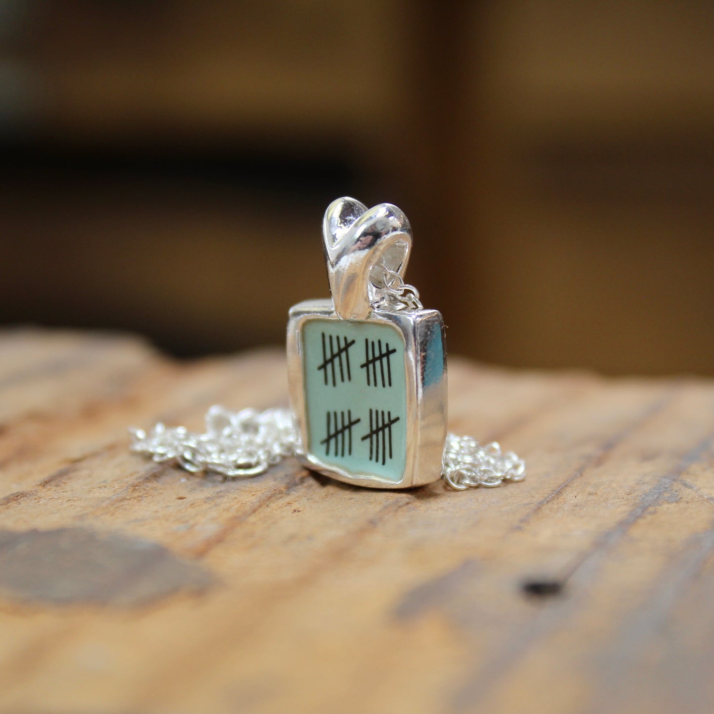 Anniversary Heart Necklace with Custom Number of Tally Marks