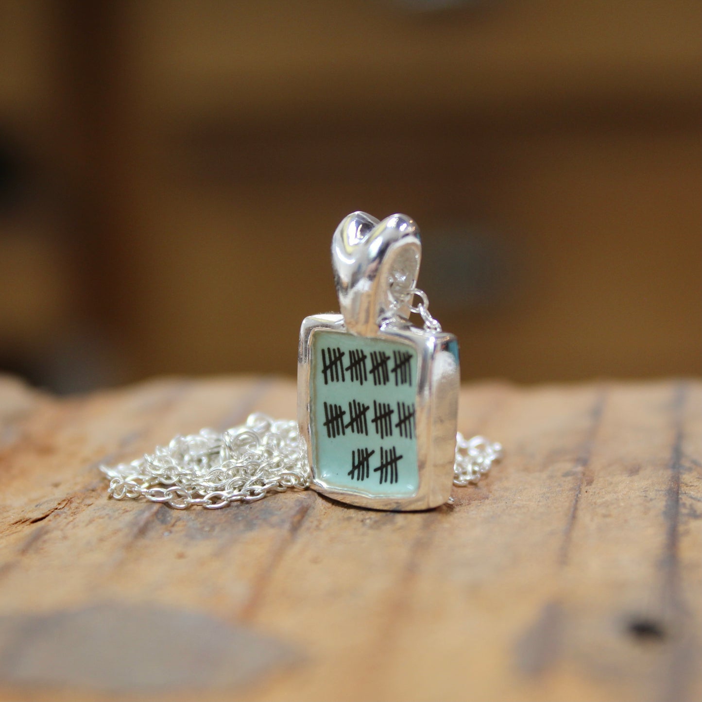 Anniversary Heart Necklace with Custom Number of Tally Marks