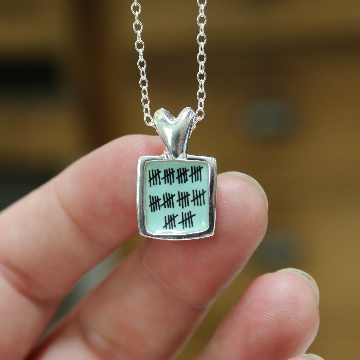 Anniversary Heart Necklace with Custom Number of Tally Marks